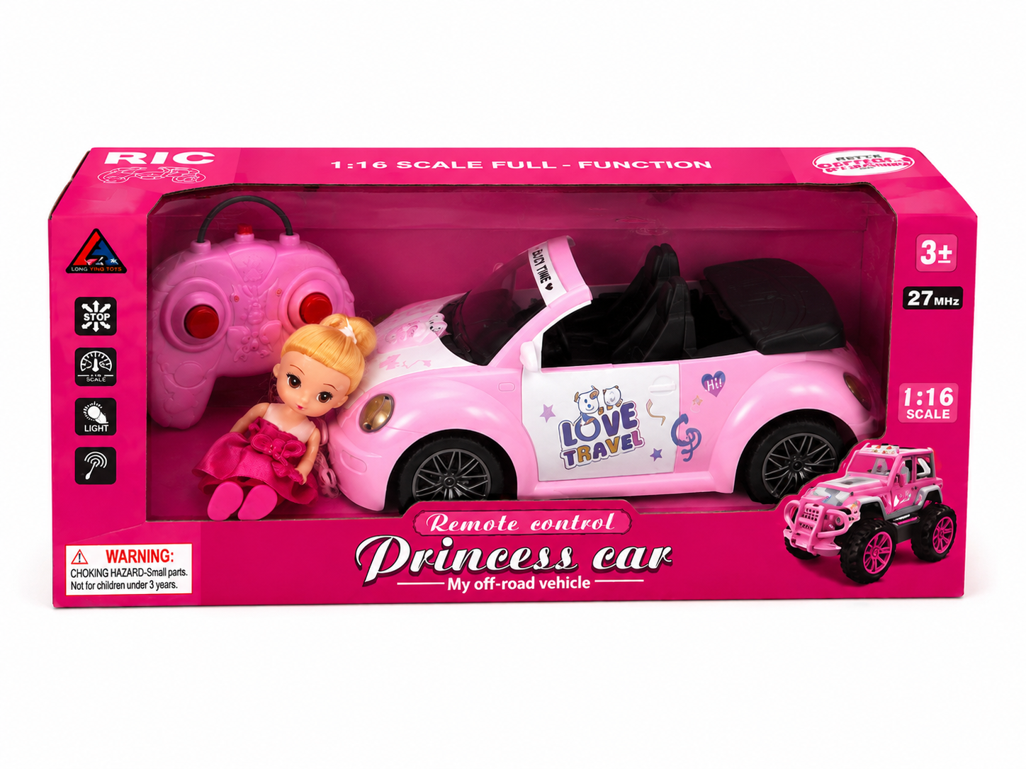 Remote Control Princess Car with Doll – 1:16 Scale RC Convertible Toy