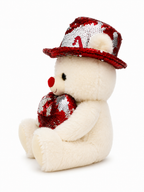 30cm Sequin Heart Teddy Bear with Glitter Hat – Soft Plush Gift