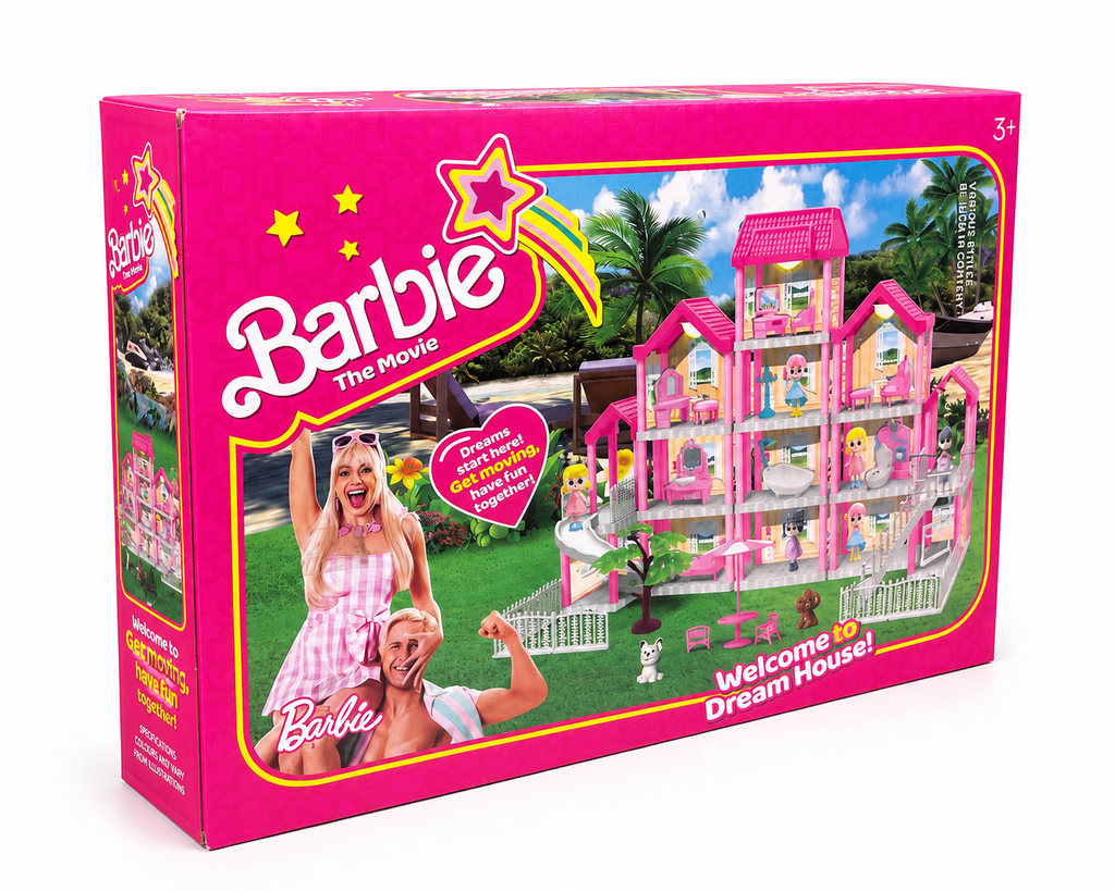 Dream House Doll Mansion Playset – Multi-Level Dollhouse with Elevator, Furniture, Pool, Slide & Dolls, Ages 3+