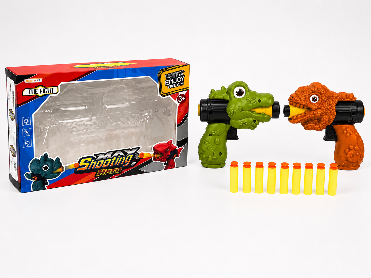 2-Pack Dinosaur Foam Dart Blaster Toy Set – Soft Foam Bullet Shooting Guns for Kids | Ages 3+