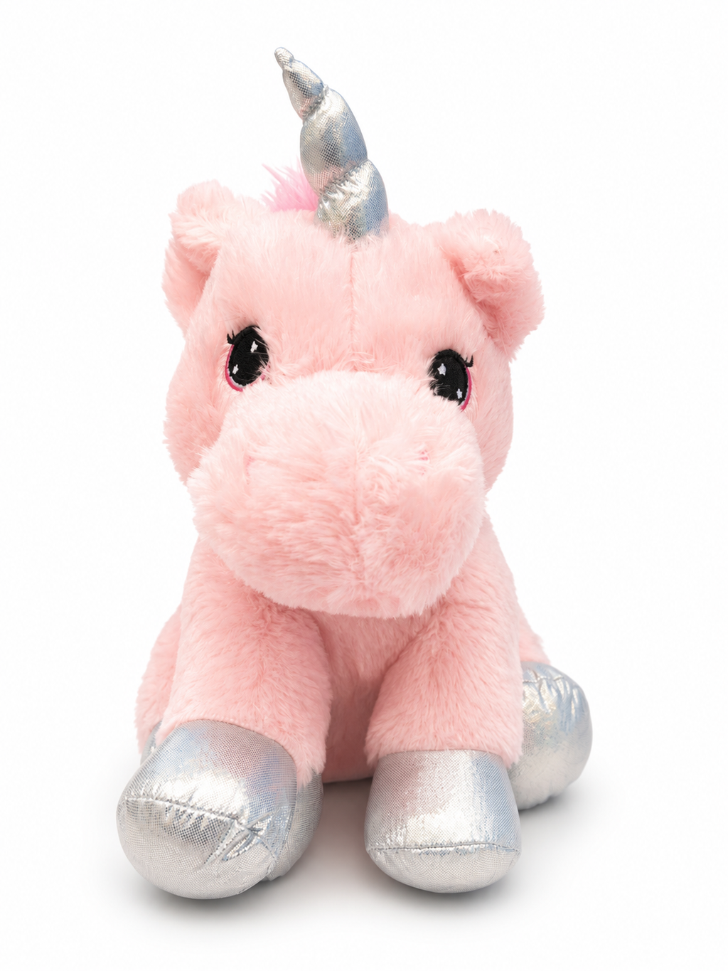 Pink Unicorn Plush Toy – Soft Stuffed Unicorn with Silver Horn
