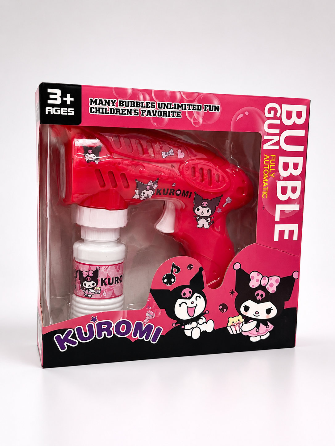 Kids’ Automatic Bubble Gun – Spider-Man, Hello Kitty & Kuromi Designs with Bubble Solution