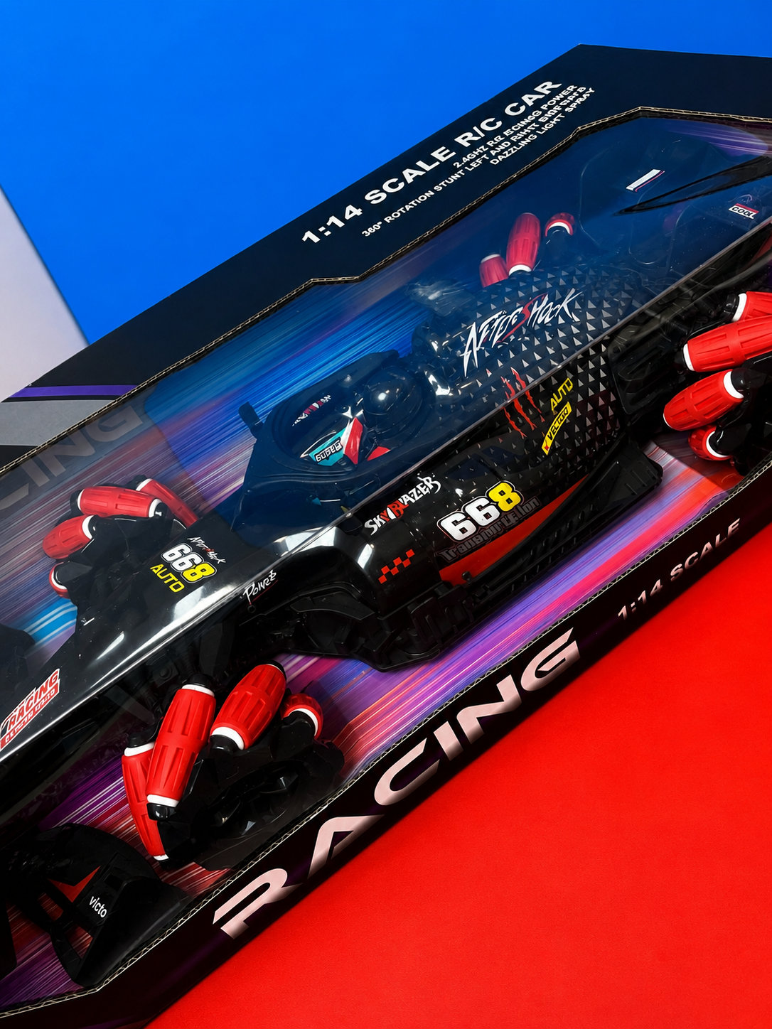 1:14 RC Drift Stunt Car with Omni-Directional Wheels & 2.4GHz Remote Control