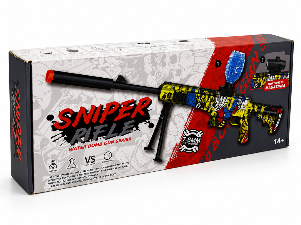 Sniper Rifle Water Gel Blaster Toy with Scope & Bipod – Long Range Outdoor Shooting Game (Ages 4+)