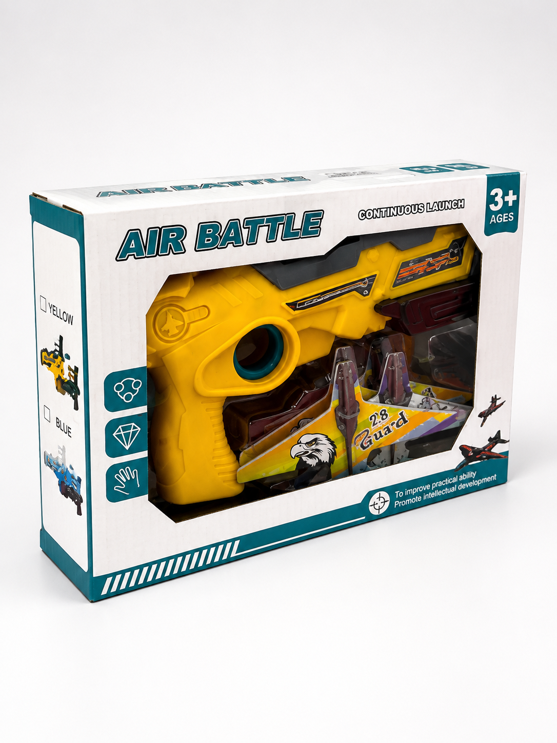 Air Battle Foam Plane Launcher Toy Set – Continuous Launch Gun with 2 Glider Airplanes for Kids Ages 3+