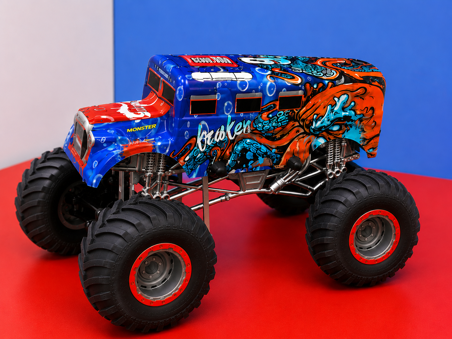 Shark-Themed RC Monster Truck with Lights & Smoke | All-Terrain Off-Road Remote Control Truck for Kids (Ages 3+)