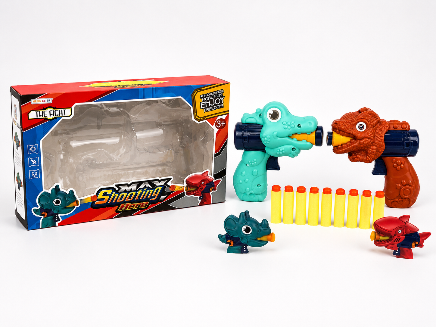 2-Pack Dinosaur Foam Dart Blaster Toy Set – Soft Foam Bullet Shooting Guns for Kids | Ages 3+
