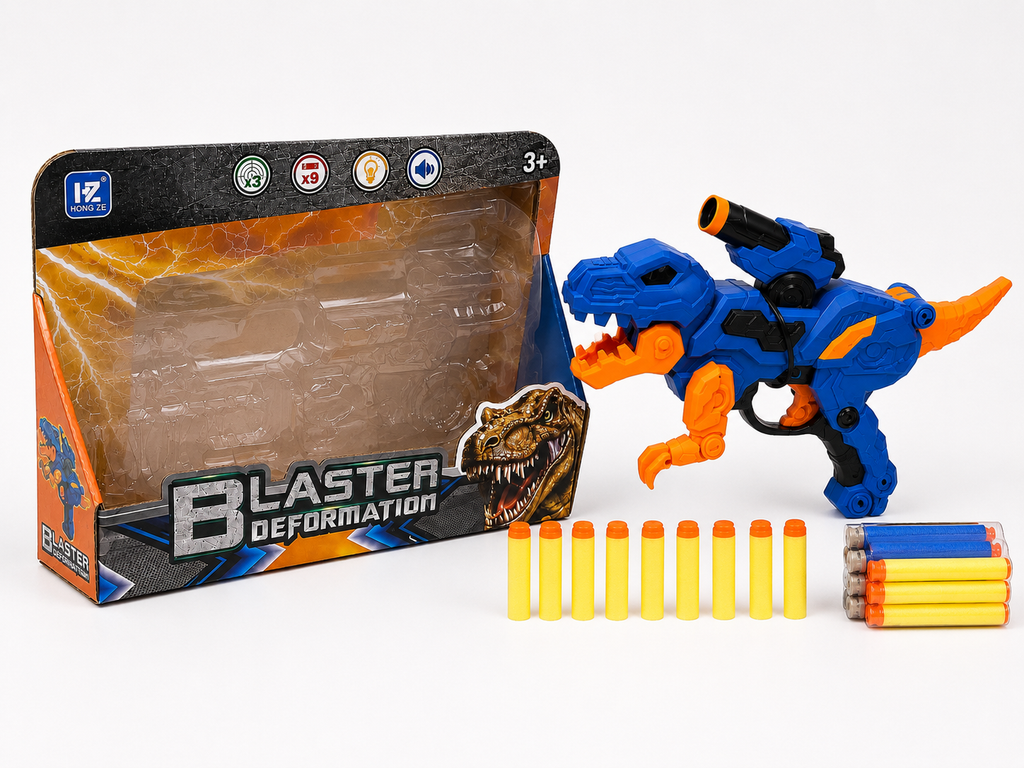 Dinosaur Foam Dart Blaster Toy Gun with Soft Foam Bullets – Light & Sound Effects | Ages 3+