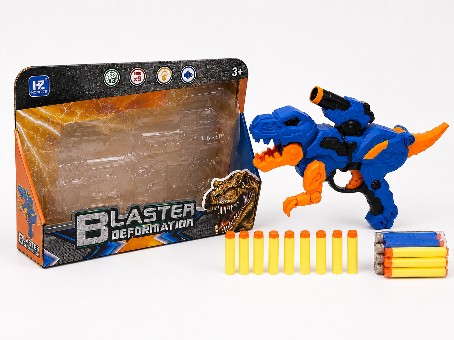 Dinosaur Foam Dart Blaster Toy Gun with Soft Foam Bullets – Light & Sound Effects | Ages 3+