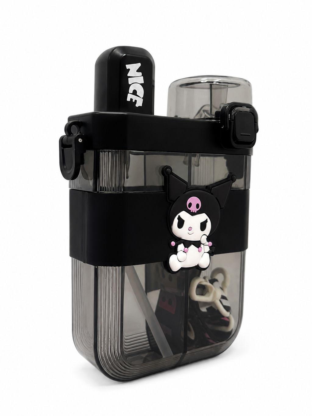 2-in-1 Kids Cartoon Water Bottle with Snack & Storage Compartment – Leakproof BPA-Free Straw Cup with Adjustable Shoulder Strap