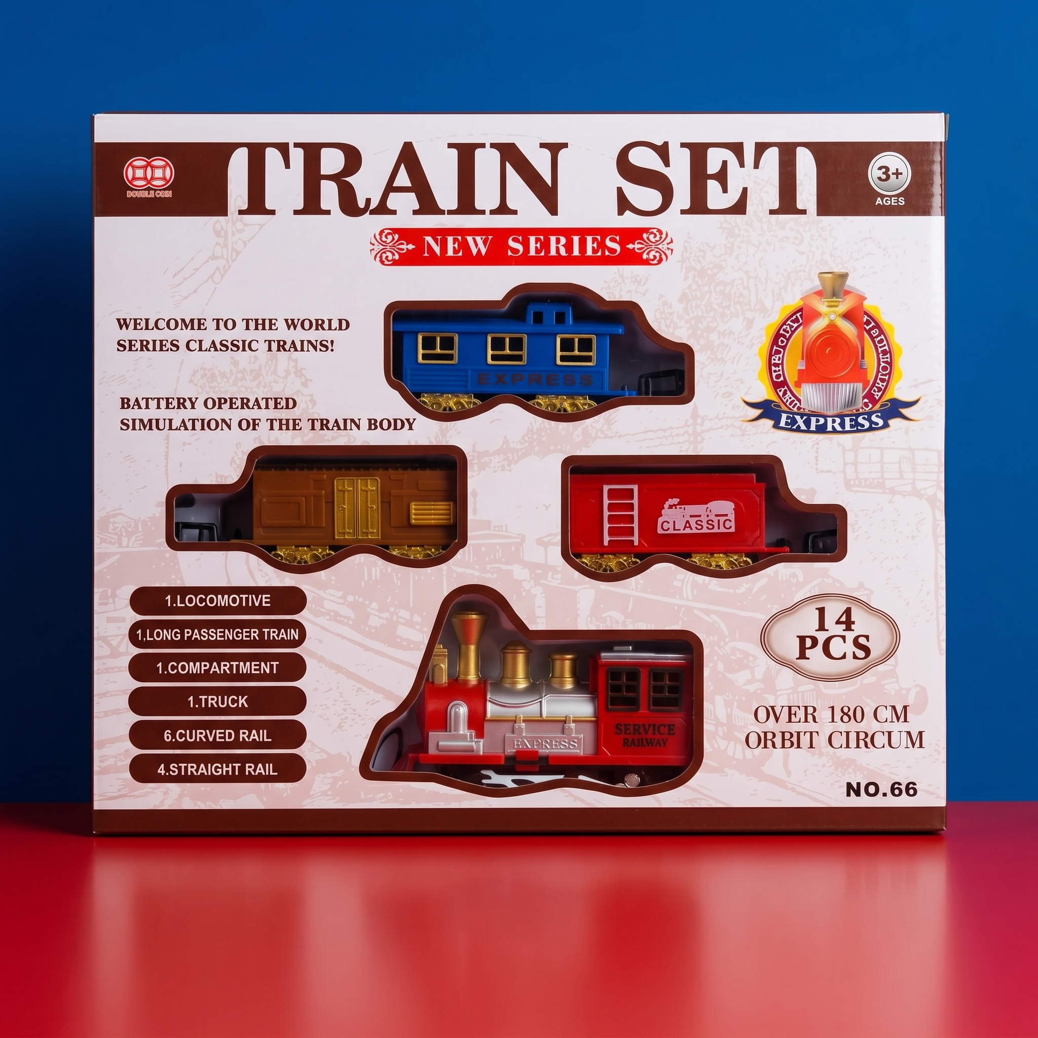 14-Piece Classic Battery-Operated Train Set with Track