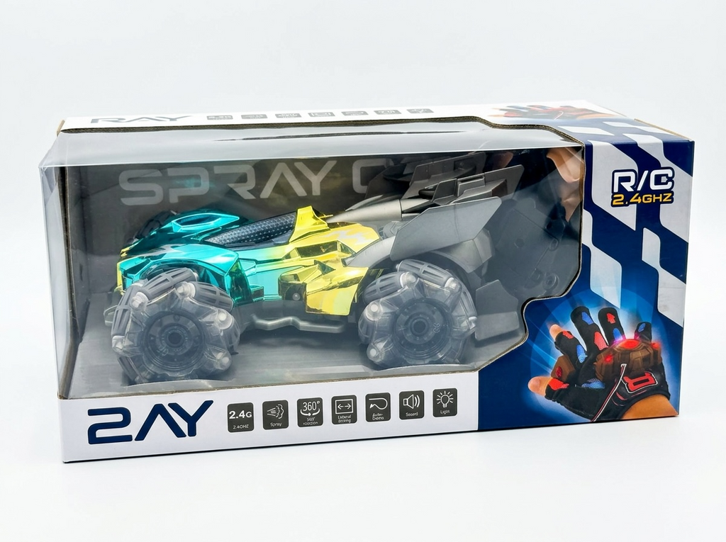 2.4GHz Gesture Sensing Spray Stunt RC Car with Lights, Music & 360° Drift Action