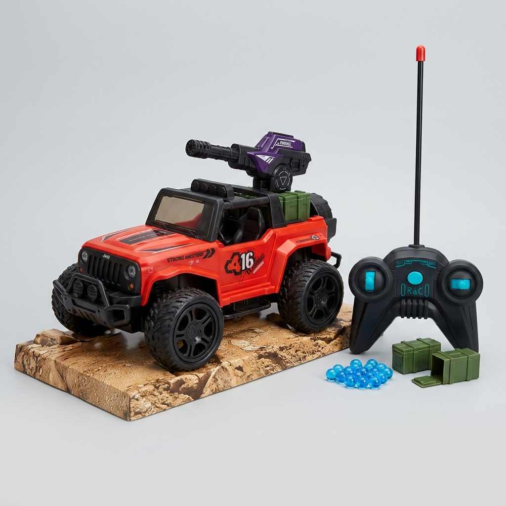 2.4GHz RC Off-Road Water Bomb Tank Truck with Rotating Cannon – Rechargeable Remote Control Climbing Vehicle for Kids