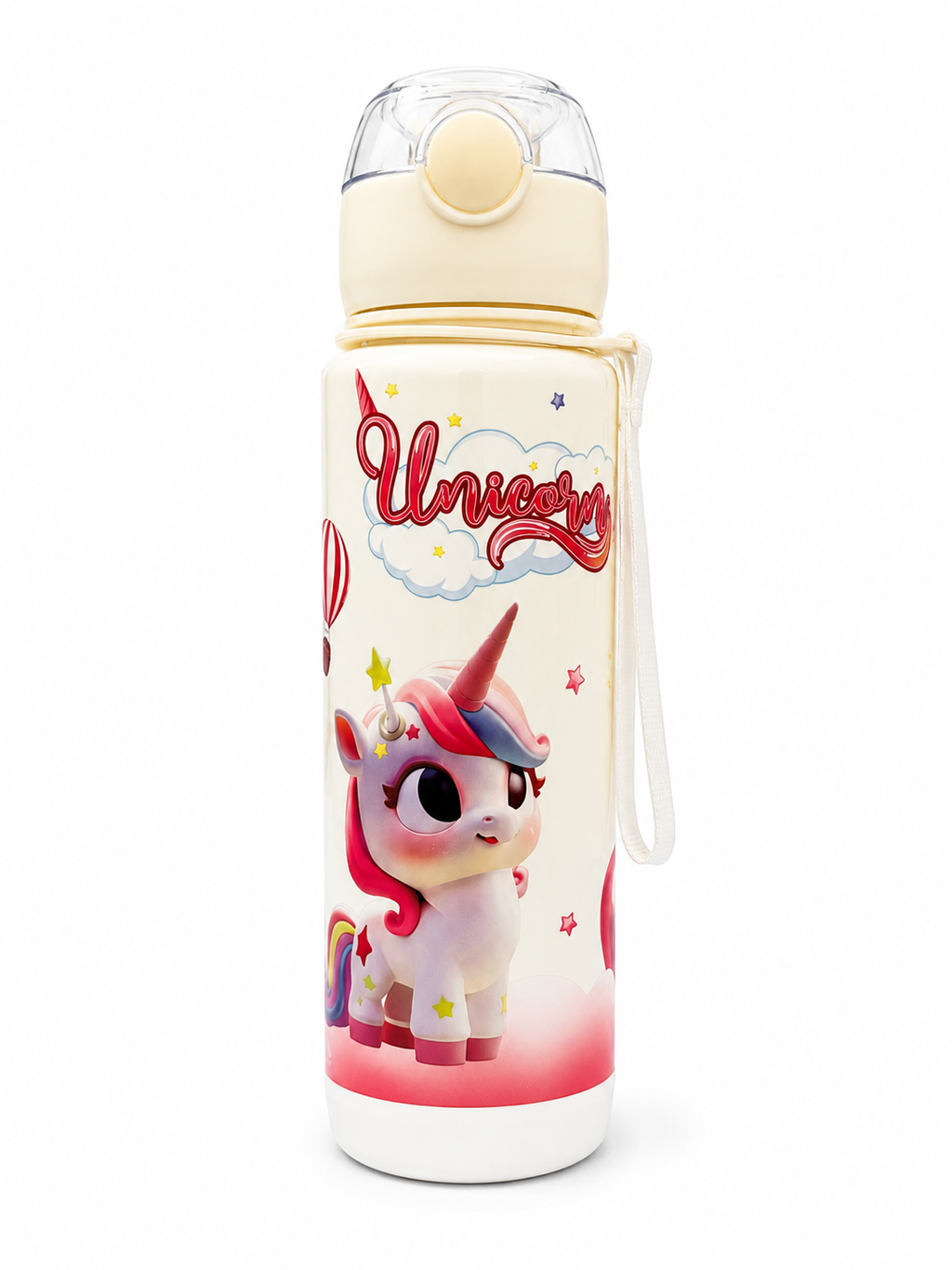 Unicorn Kids Water Bottle with Flip-Top Straw – Leakproof Drinking Bottle