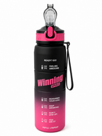 Winning Spirit Motivational Sports Water Bottle with Time Marker – Leakproof Flip Straw Bottle