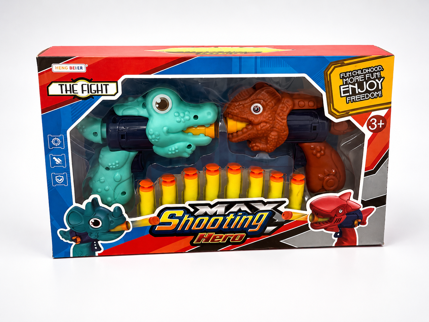 2-Pack Dinosaur Foam Dart Blaster Toy Set – Soft Foam Bullet Shooting Guns for Kids | Ages 3+