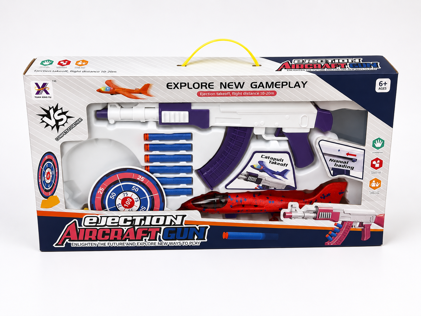 Ejection Aircraft Gun Toy Set – Foam Dart Blaster with Glider Plane & Target