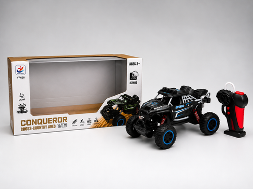 1:16 Conqueror RC Off-Road Rock Crawler – Remote Control Cross-Country Racing Car with Lights & Jet Smoke Effect | Ages 3+