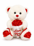 35cm Valentine’s Teddy Bear with Rose Bouquet – Soft Plush Gift