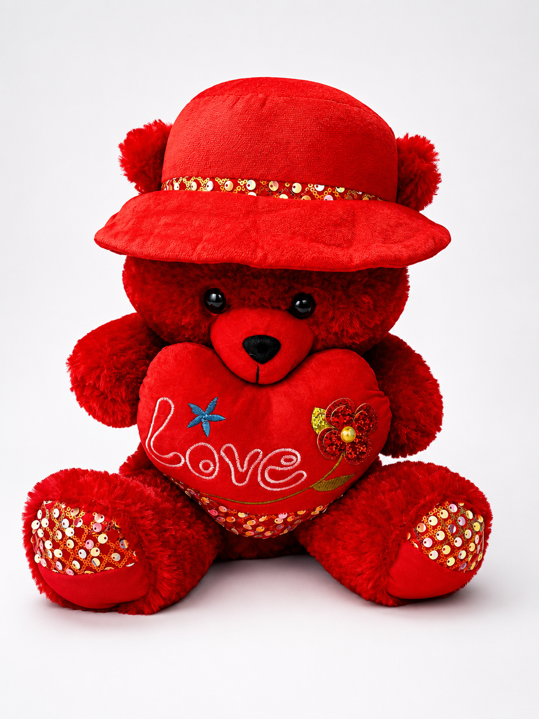 45cm Teddy Bear with Hat & Love Heart – Soft Plush Valentine’s Gift