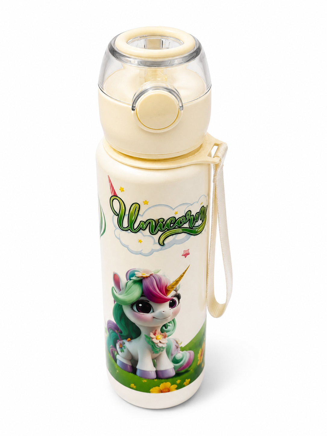 Unicorn Kids Water Bottle with Flip-Top Straw – Leakproof Drinking Bottle