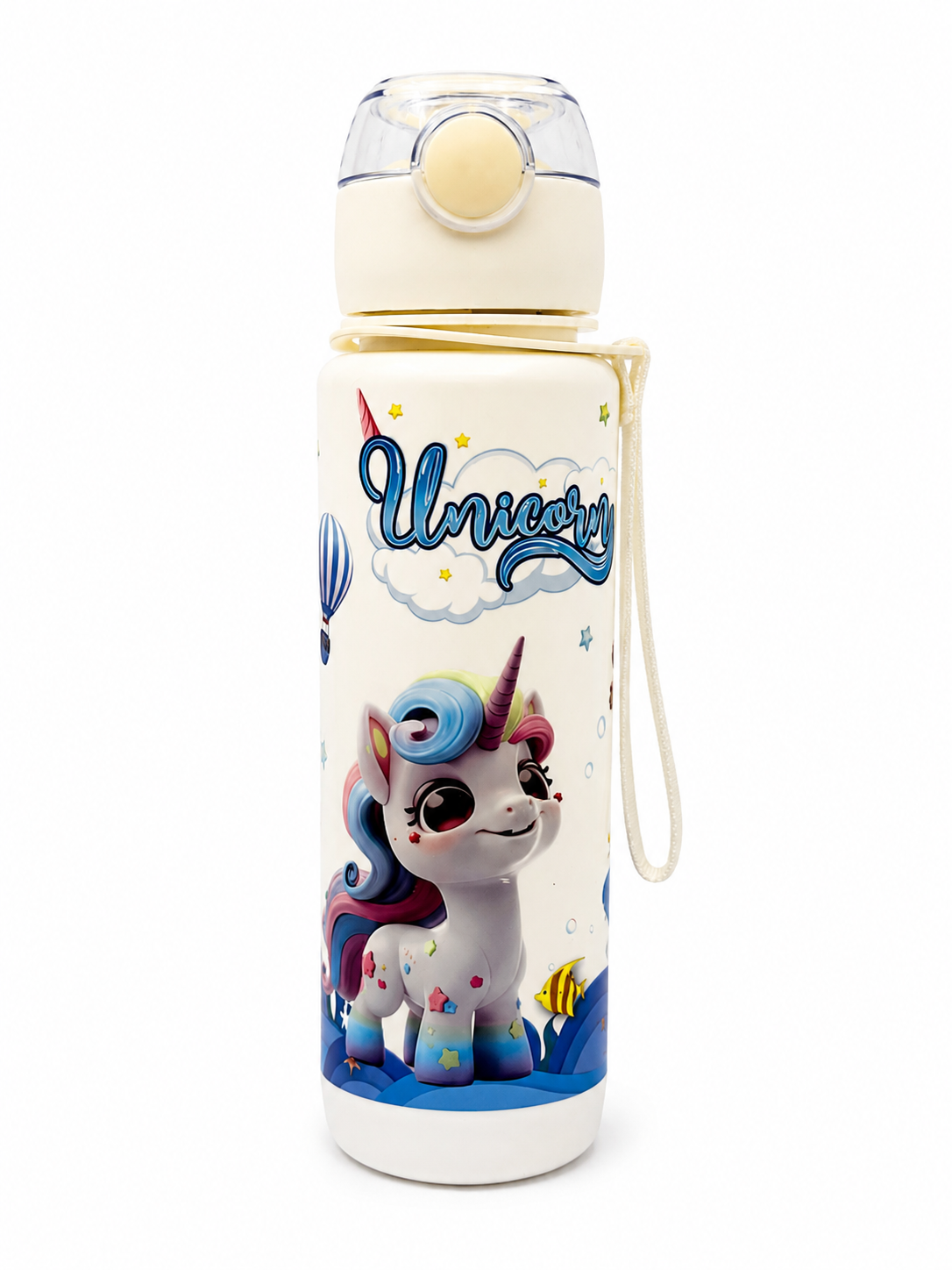 Unicorn Kids Water Bottle with Flip-Top Straw – Leakproof Drinking Bottle