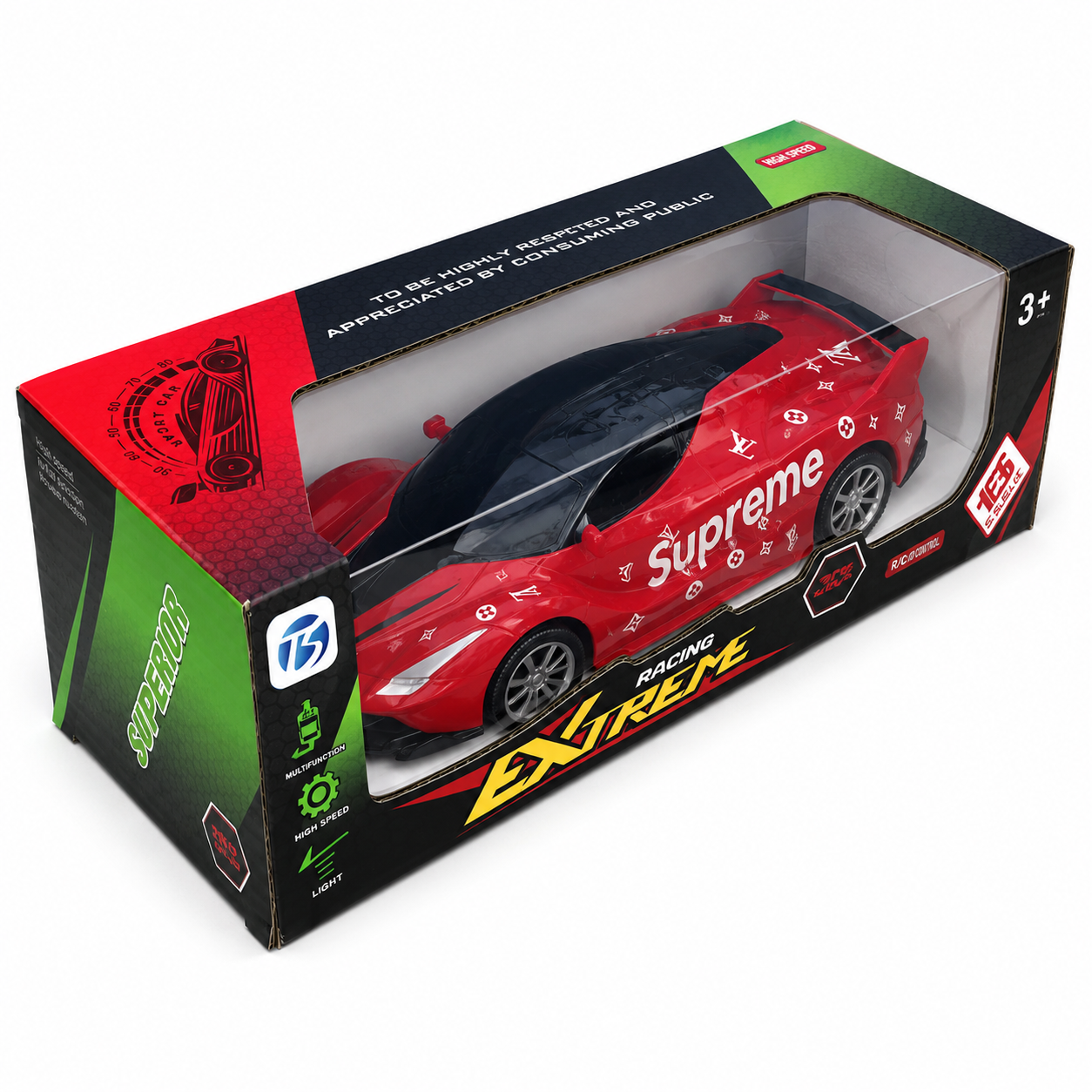 Extreme RC Racing Car with Lights – Remote Control Sports Car for Kids (Ages 3+)