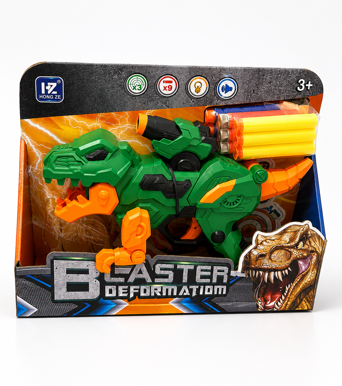 Dinosaur Foam Dart Blaster Toy Gun with Soft Foam Bullets – Light & Sound Effects | Ages 3+
