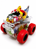 LED Shark Gear Stunt Car with 360° Rotating Action | Light-Up Friction Toy Car for Kids (Ages 3+)
