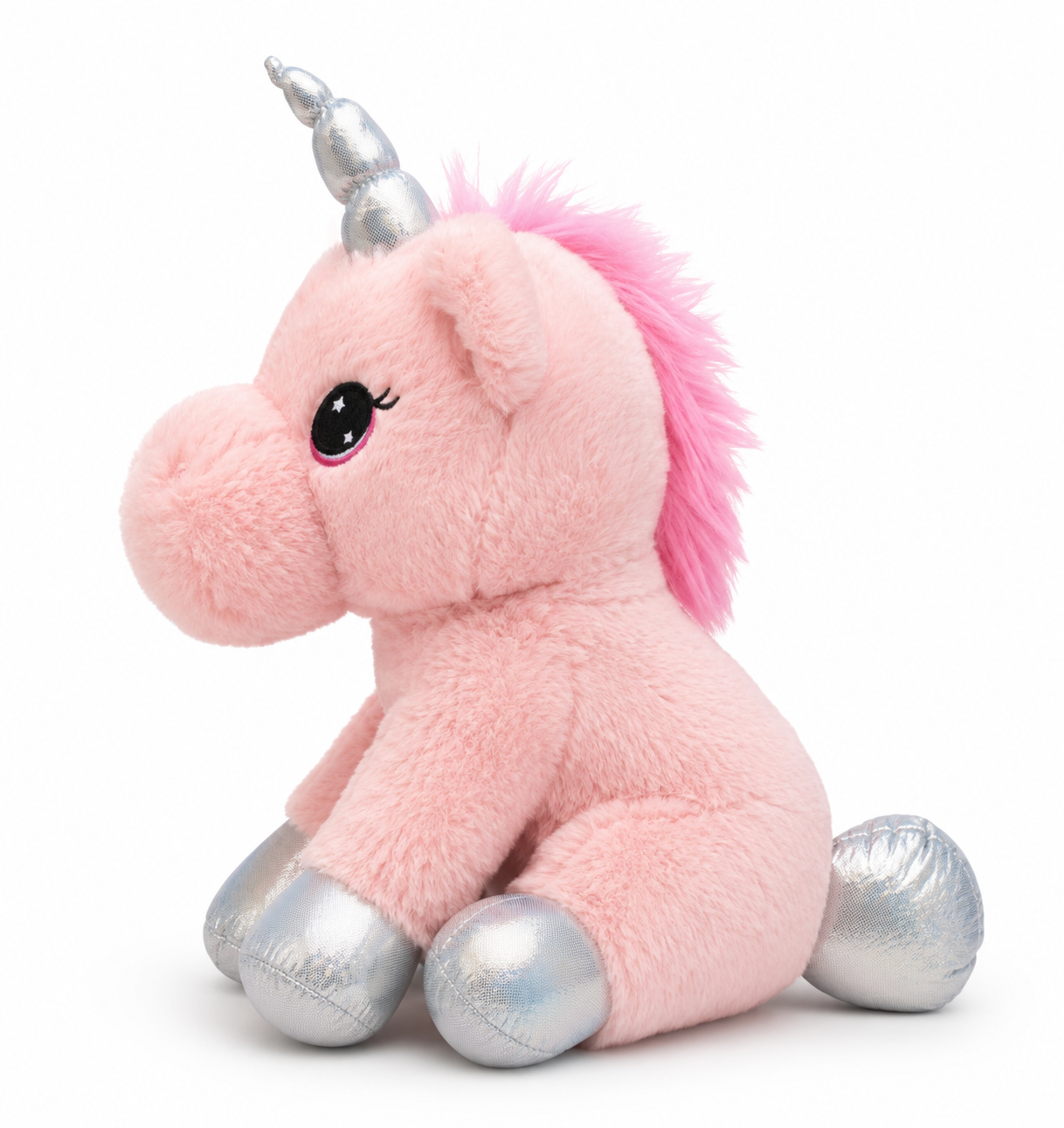 Pink Unicorn Plush Toy – Soft Stuffed Unicorn with Silver Horn