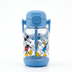 Kids Cartoon Flip-Top Water Bottle with Straw & Carry Handle – Leakproof Reusable Drinking Bottle for School, Travel & Outdoor Use