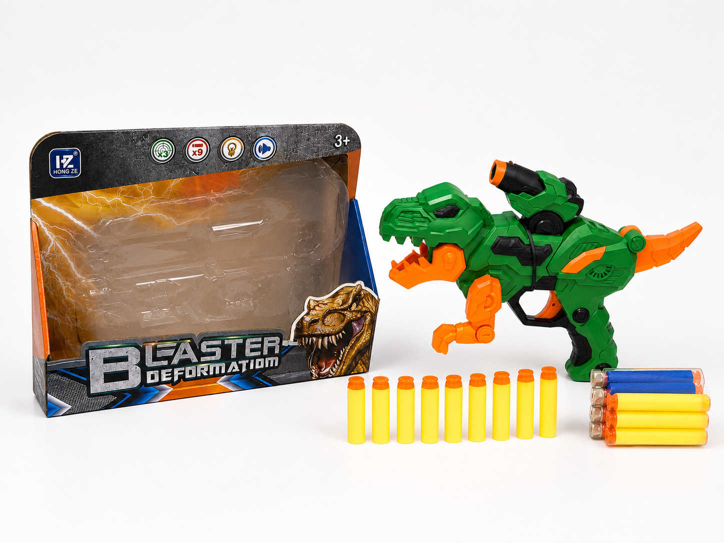 Dinosaur Foam Dart Blaster Toy Gun with Soft Foam Bullets – Light & Sound Effects | Ages 3+