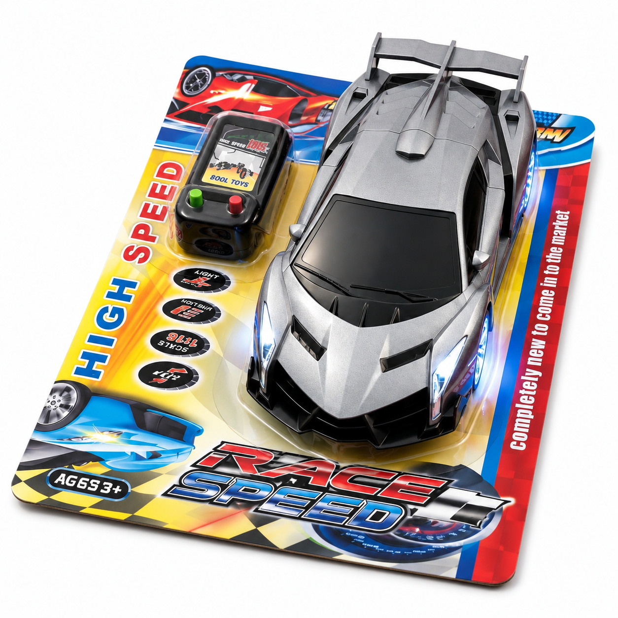 High Speed RC Racing Car with Remote Control – Silver Sports Car Toy with Lights