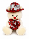 30cm Sequin Heart Teddy Bear with Glitter Hat – Soft Plush Gift