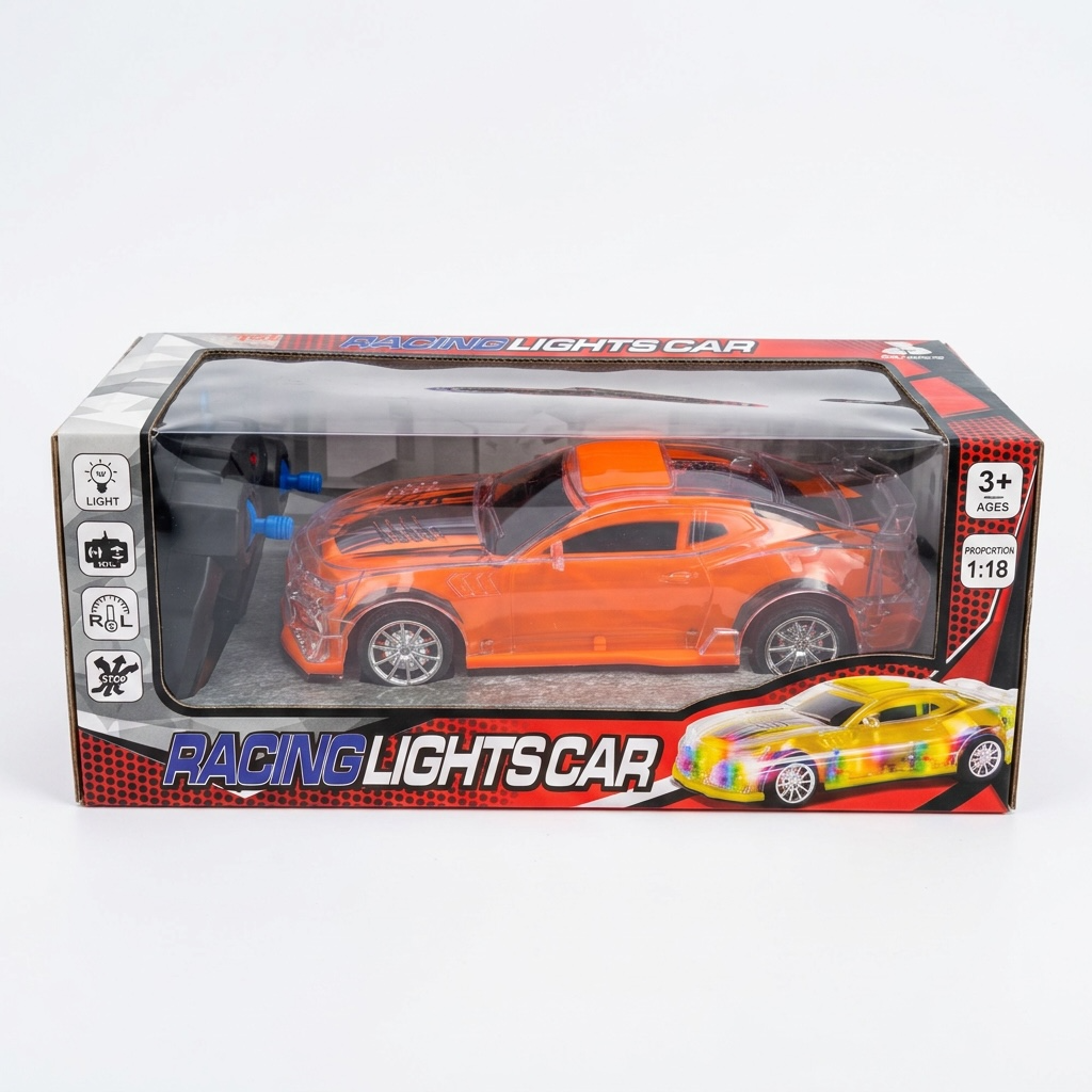 1:18 RC Racing Lights Sports Car – Remote Control Car with LED Lights for Kids (Ages 3+)