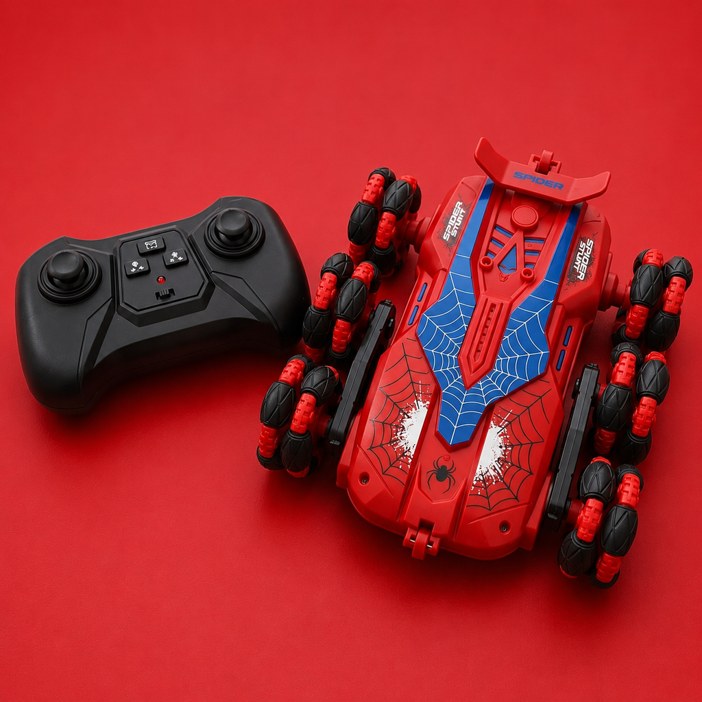 2.4GHz RC 360° Drift Stunt Car with Mecanum Wheels | Spider-Themed Remote Control Car for Kids (Ages 6+)